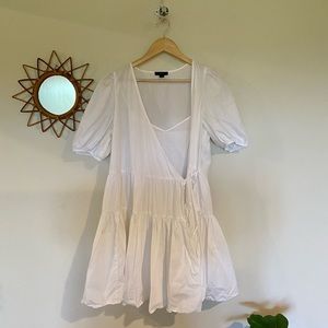 JCrew White Babydoll Wrap Dress